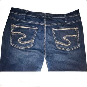 Silver Dark Denim Avery Jeans Straight boot cut